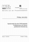 Buchcover P. Janovsky: Systematik für eine CAD-basierte Prüfplanung und deren praktische Umsetzung