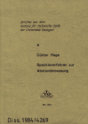 Buchcover G. Hege: Entwicklung eines neuen Speckleverfahrens zur berührungslos optischen Abstandsmessung von rauhen Oberflächen